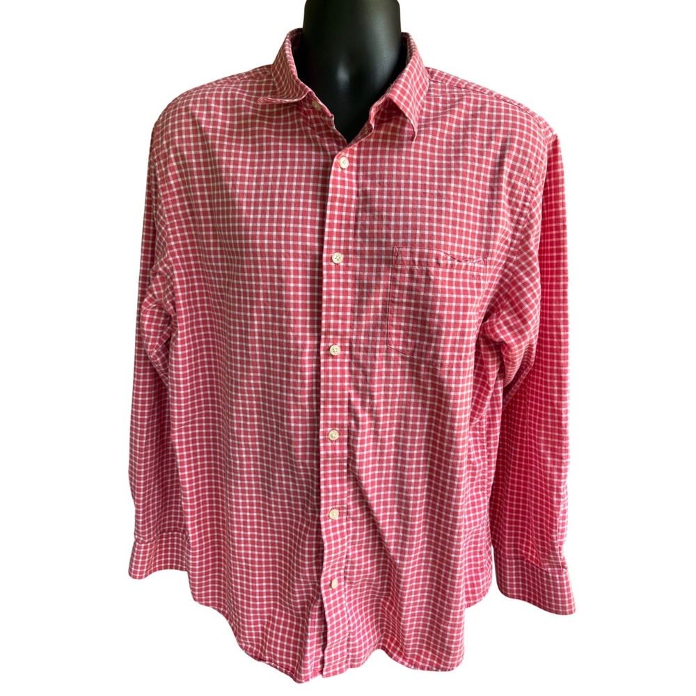Banana Republic Mens XL Red Gingham Soft Wash Slim Fit Cotton Button Down Shirt